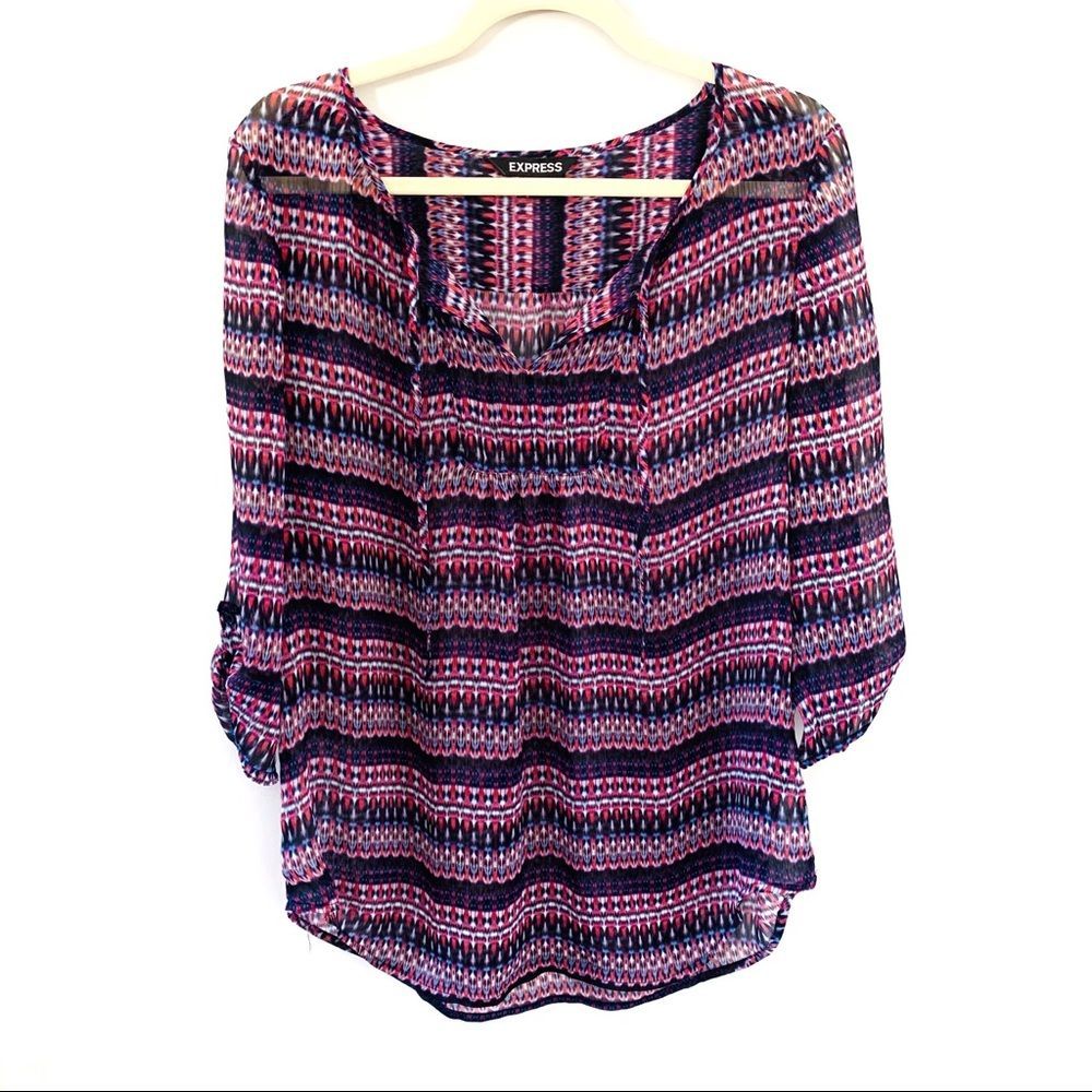 Express Blouse 3/4 sleeve boho print L